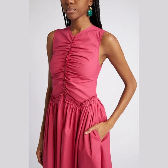 Ulla Johnson - Mimi Sleeveless Ruched Cotton Dress - Size 6 - Picture 2 of 13